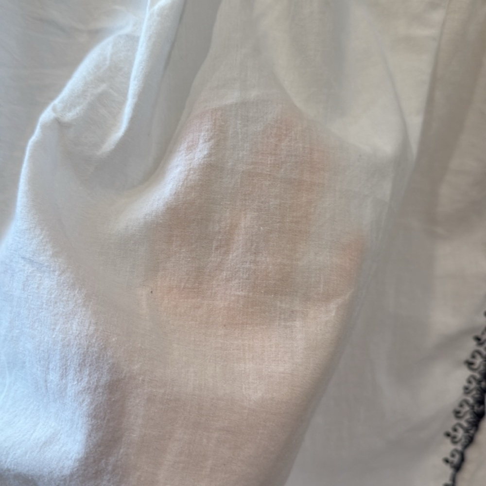 LOFT white and Black Embellished Relaxed Blouse Top XS - Picture 8 of 9